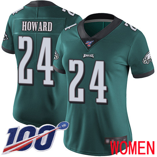 Women Philadelphia Eagles #24 Jordan Howard Midnight Green Team Color Vapor Untouchable NFL Jersey 1